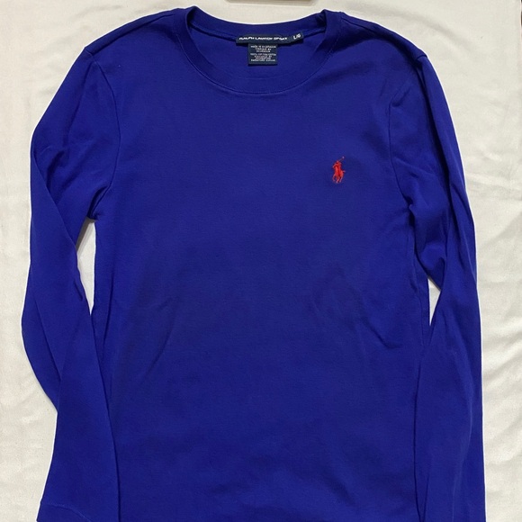 Ralph Lauren Sport Royal Blue Long Sleeve Tee w/ Red Polo Pony - Picture 4 of 10